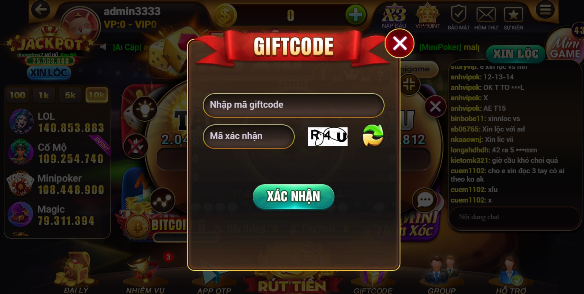 Nhận giftcode tại Hit Club