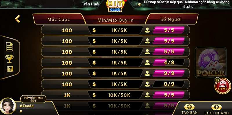 Ưu điểm của casino online Hitclub